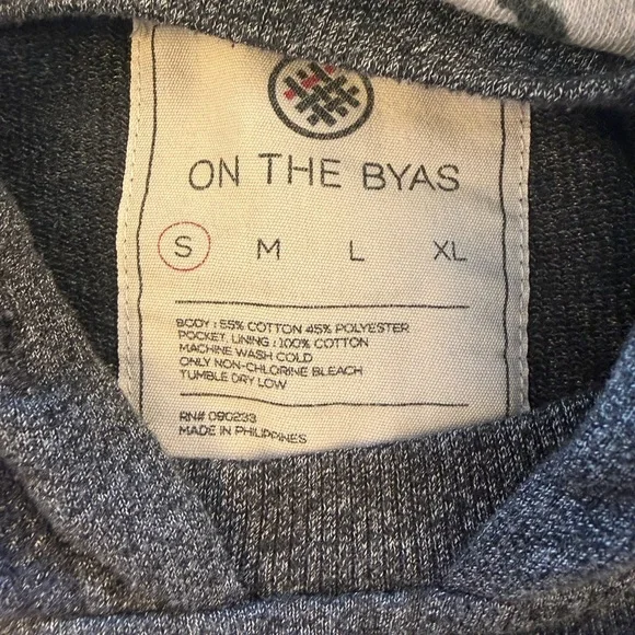 on the byas Dark Gray Hoodie Cardigan with Floral Pocket - Picture 6 of 11